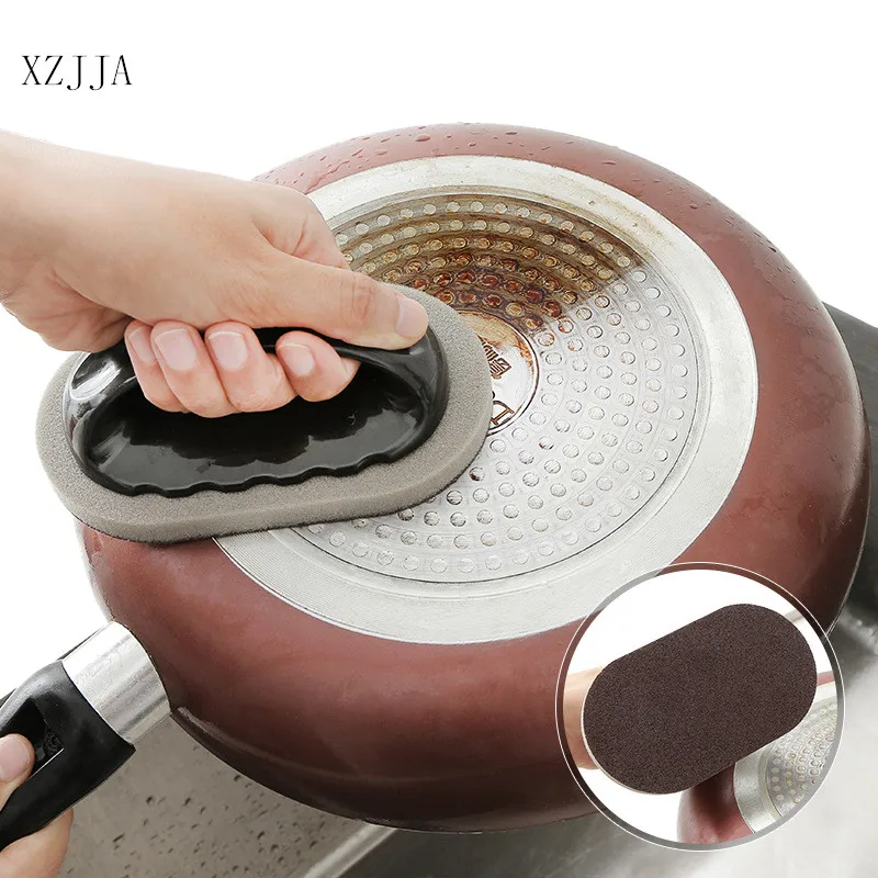 

XZJJA 1pc Strong Decontamination Bath Brush Sponge Tiles Brush Diamond Sand Magic Cleaning Brush Kitchen Sponge Clean Tool