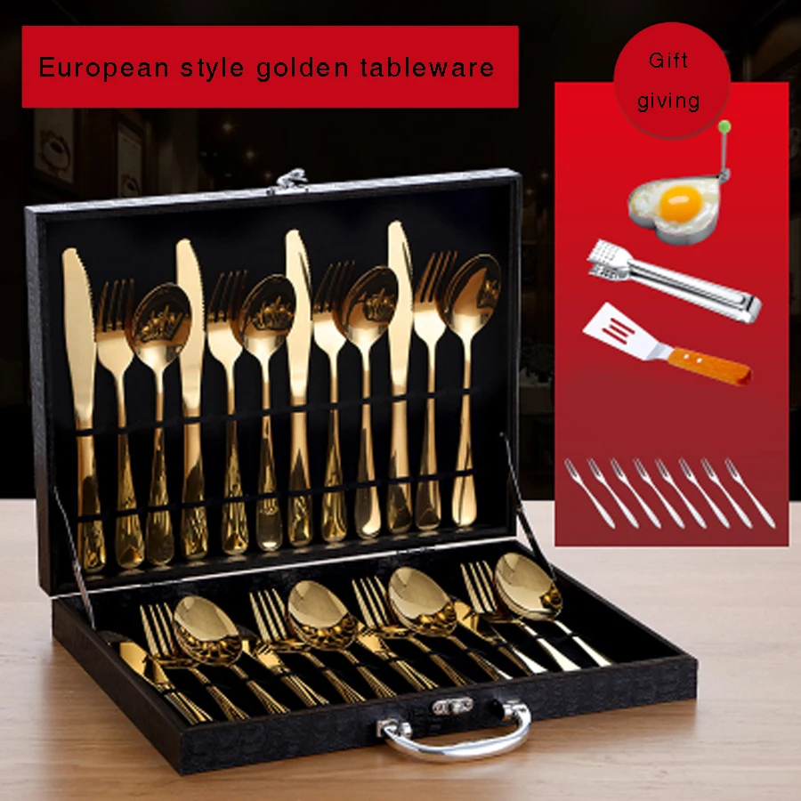 US $20.96 Stainless Steel Cutlery Set Gold Dinnerware Set Western Food Cutlery Tableware Jogo De Jantar Couverts De Table 30cj04