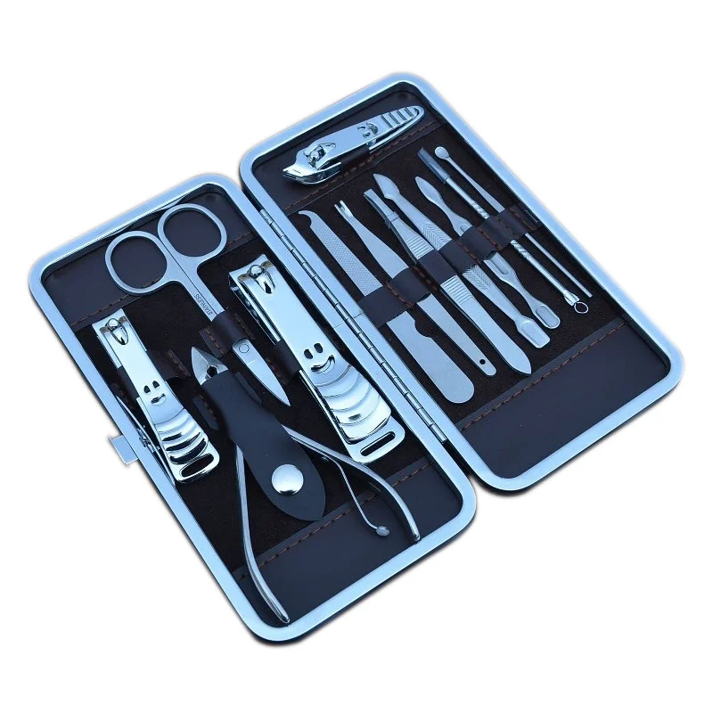 

12 Pcs Manicure Pedicure Set With Case Nails Clipper Kit Stainless Steel Travel Home Nail Care Tools QRD88