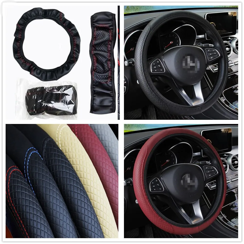 

Universal D Circle Style Leather Car Steering wheel Cover Anti-Slip Auto for Audi I Ah Ah A8 A3 A4 A6 A5 Q7 R A3 3-Door
