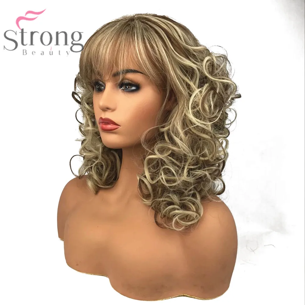 StrongBeauty Женские синтетические парики длинные вьющиеся волосы бежевый блонд микс монолитным натуральные парики