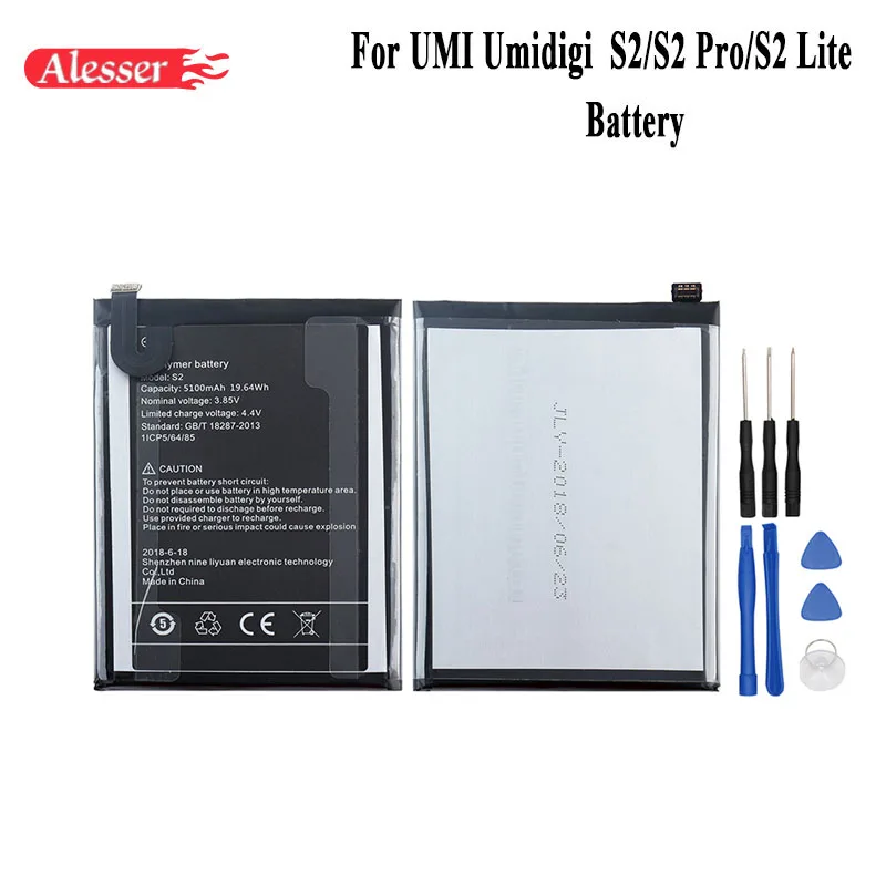 Alesser для UMI Umidigi S2 Pro Lite батарея 5100 мАч 100% Новые запасные части Аксессуары телефона