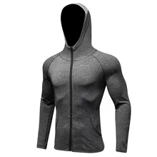 Male Cap Hoodies sports Jerseys Compression Fitness sweater Gym tops outerwear Bodybuilding Sportswear running Jacket quick dry