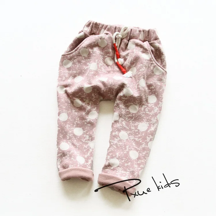Зимние штаны для мальчика 2-7 лет модный рисунок в горошек детские штаны-шаровары из хлопка для девочек и мальчиков детские штаны из тёплого флиса - Цвет: 04