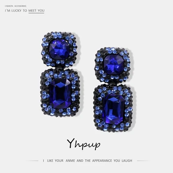 

Yhpup Luxury Square Crystal Vintage Rhinestone Fashionable Exquisite Earrings Charm Women Wedding Party Chunky Earrings Bijoux