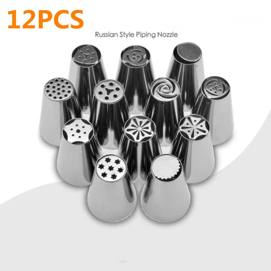 

7Pcs/12Pcs Set Russian Tulip Icing Piping Nozzles Stainless Steel Flower Cream Pastry Tips Nozzles Cake Decorating Tools