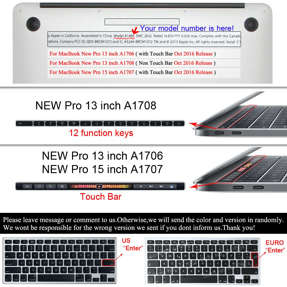 YWVAK красивый чехол для ноутбука чехол для октября года выпуска Macbook Pro 13 15 дюймов с сенсорной панелью, модель A1706/A1707/A0708