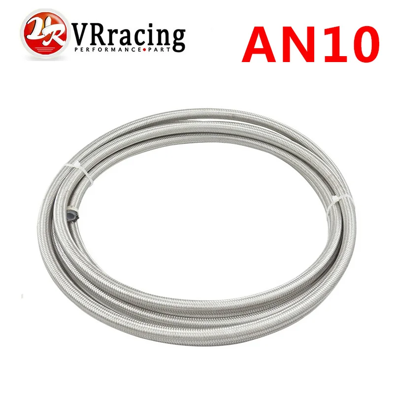 

VR RACING - 5meter AN10 Double braided Stainless steel Teflon Racing Hose Fuel Oil Line AN10(ID:14MM,OD:19MM) 5m VR7514