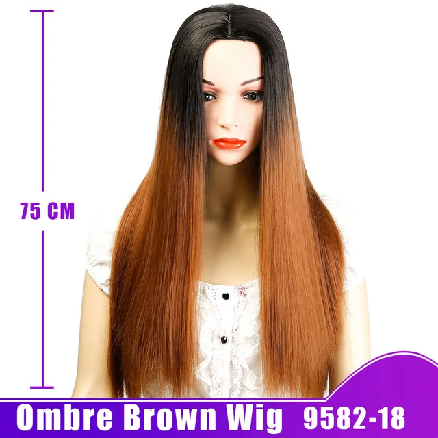 WTB термостойкий синтетический парик с Омбре розовые парики прямые длинные парики для женщин средней части парики темные корни
