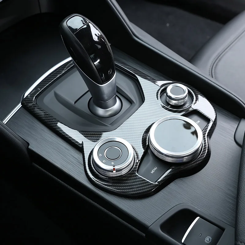 

Carbon fiber Style For Alfa Romeo Giulia Stelvio 2016 2017 2018 2019 ABS Chrome Center Console Decoration Frame Trim Car Parts