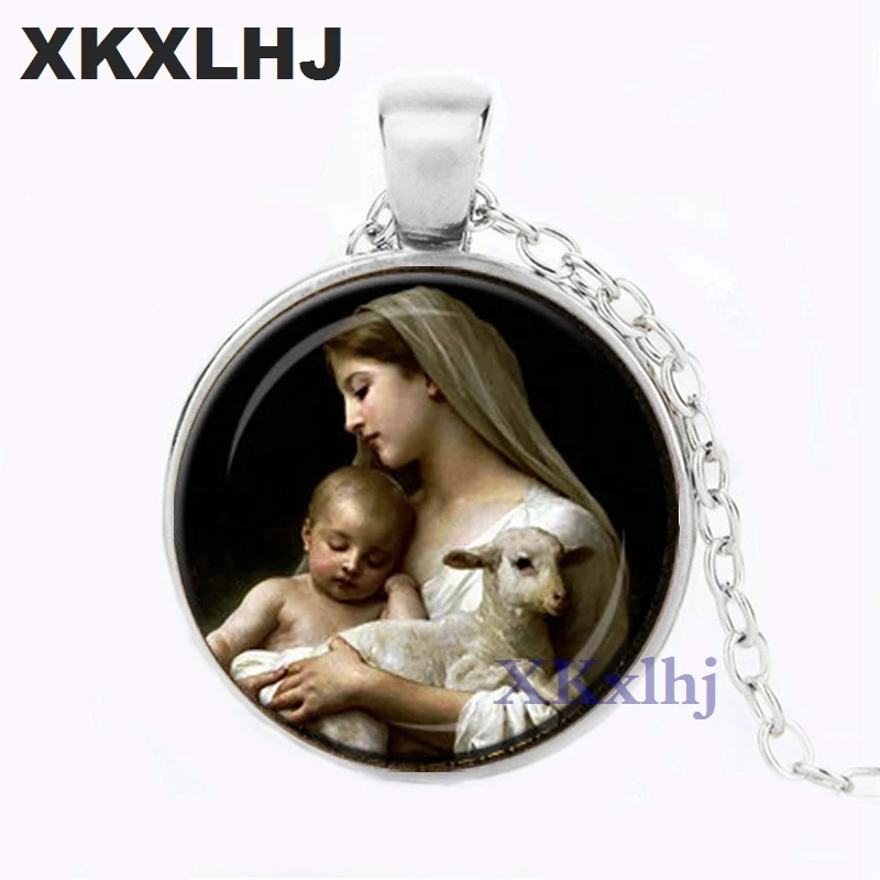 

XKXLHJ Nativity Pendant Christmas Jewelry Virgin Mary Baby Jesus Religious Necklace Spiritual Inspirational Christmas Necklace