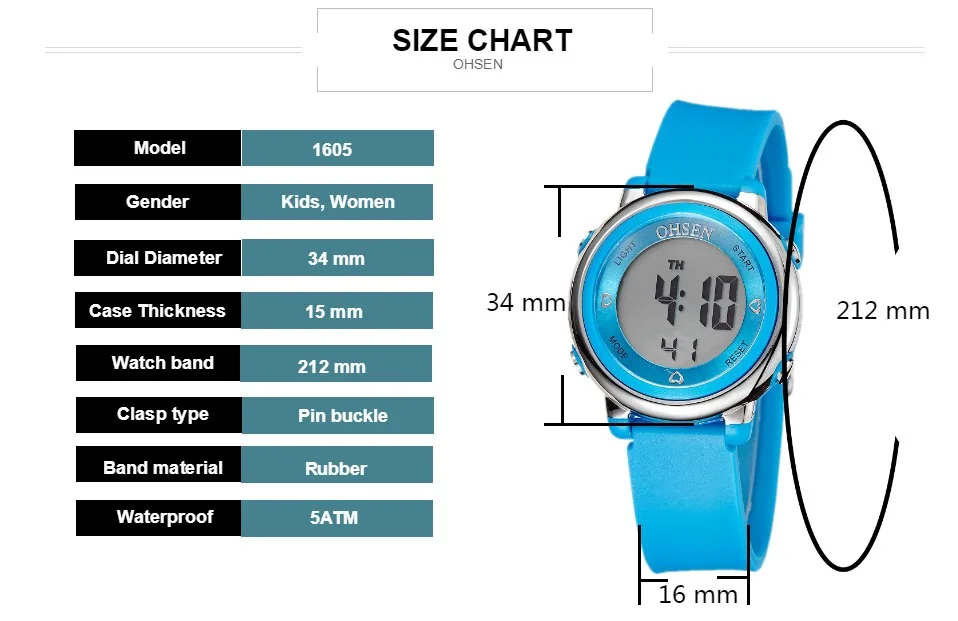 OHSEN модные розовые цифровые спортивные женские наручные часы женские часы 7 цветной каучук ремешок 50 м водонепроницаемый светодиодный Будильник женские часы