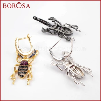 

BOROSA 3Pairs Animal Earrings Insects Crystal Zirconia Pave Ladybug Fly Bee Drop Earrings Dangle Earring for Women Jewelry WX847