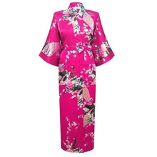 Сливы для свадьбы, невесты, подружки невесты шелковый халат Для женщин ночная рубашка, одежда для сна, цветочное кимоно Домашняя одежда плюс Размеры S M L XL XXL XXXL 010416