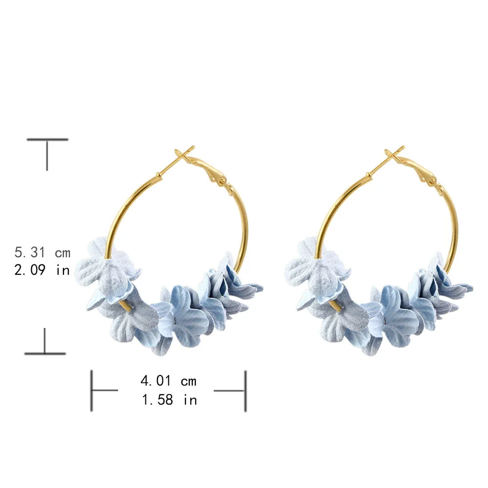 Модная Цветочная Ткань висячие серьги для женщин эффектные Красочные лепестки круг Большие необычные аксессуары ювелирные изделия Oorbellen ER4890