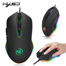 HXSJ Programmable Gaming Mouse 4800DPI 6 Buttons RGB Backlit USB Wired Optical Mouse Gamer for PC