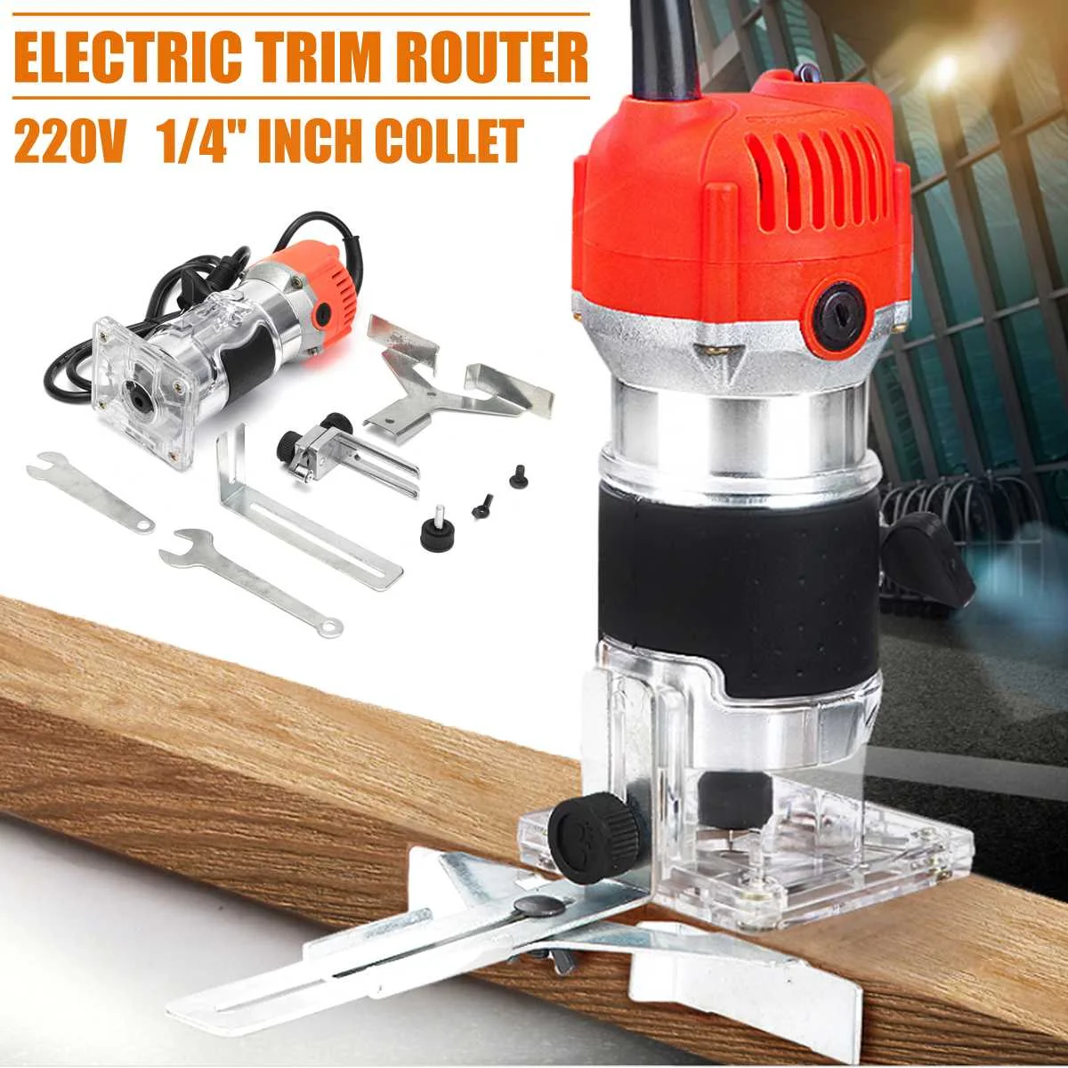 

US Plug 300W 220V Power Trim Router 30000RPM 1/4 Bit 6mm Woodworking Edge Banding Molding Machine Power Tool