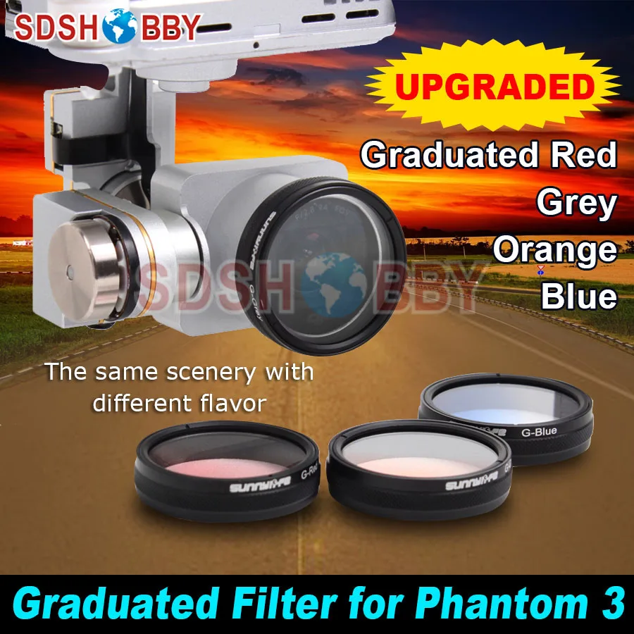 Sunnylife Camera Graduata Grigio/Rosso/Arancione/Blu Filtri Per Dji Phantom 4 3 Advanced/ Professional/ Standard