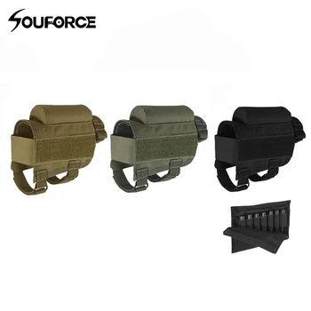 

1pc Tactical .300 .308 Pouches Portable Adjustable Tactical Butt Stock Rifle Cheek Pack Bag with 7 hole Ammo Carrier Case Holder
