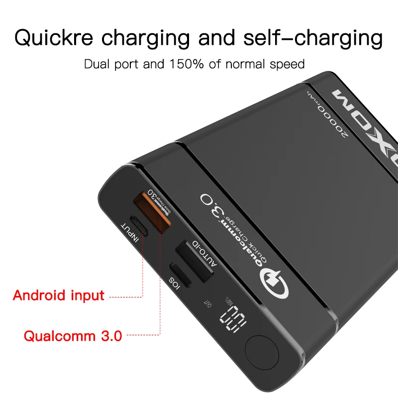 MOXOM power Bank 20000 мАч USB C PD Быстрая зарядка+ двойное QC3.0 быстрое зарядное устройство power bank для iPhone Xs Max XR 8 7 samsung S9 MacBook