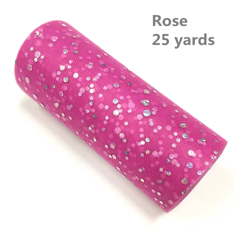 Блестящий рулон тюля с блестками 15 см* 22 м фатиновая катушка юбка-пачка из органзы лазер Сделай Сам Рождество свадебное украшение день рождения - Цвет: Rose
