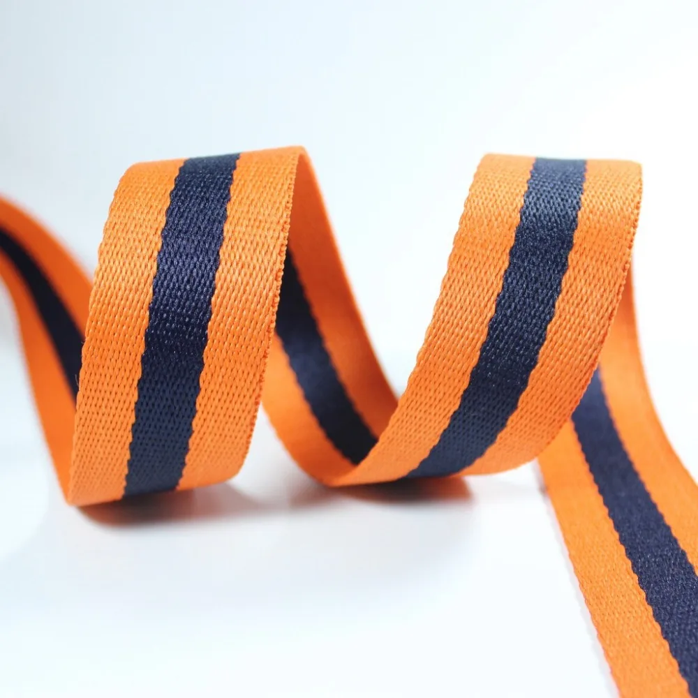 Orange Navy 32mm 50mm wide net ribbon 48 yards Striped bing