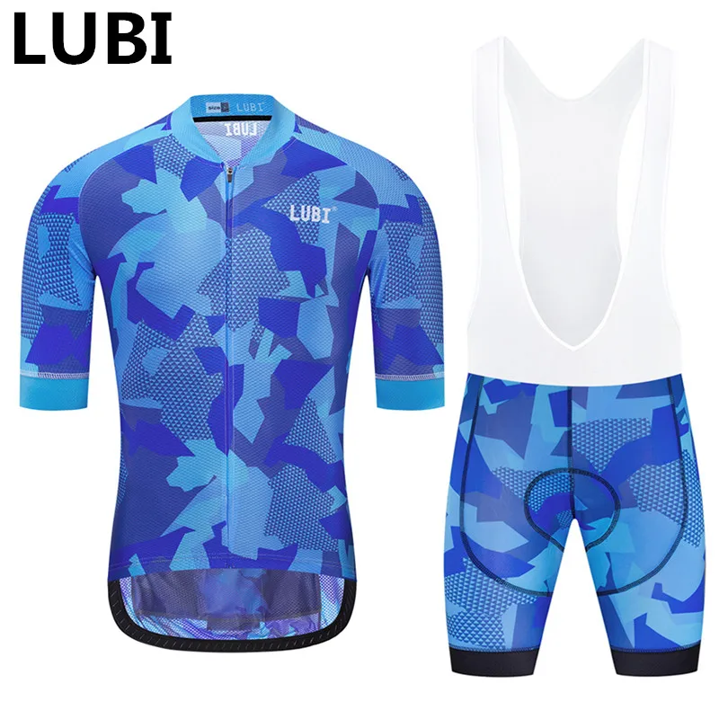 jersey and bib short LUBI Pro Vélo Комплект Лето Велоспорт одежда Губка с высокой плотностью Pad Одежда велосипедная Наборы MTB велосипеда Костюмы дорожный костюм - Цвет: jersey and bib short