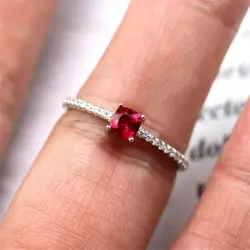 2019 YKNRBPH S925 стерлингового серебра красный кольцо с корундом с чистого серебра алмаз открытым инкрустированные драгоценными камнями