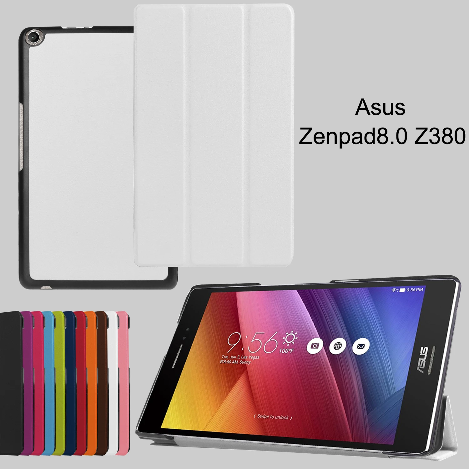 Магнитный смарт-чехол из полиуретановой кожи чехол для Asus Zenpad 8,0 Z380 Z380C Z380KL 8 дюймов планшетный чехол s Чехол+ пленка+ стилус