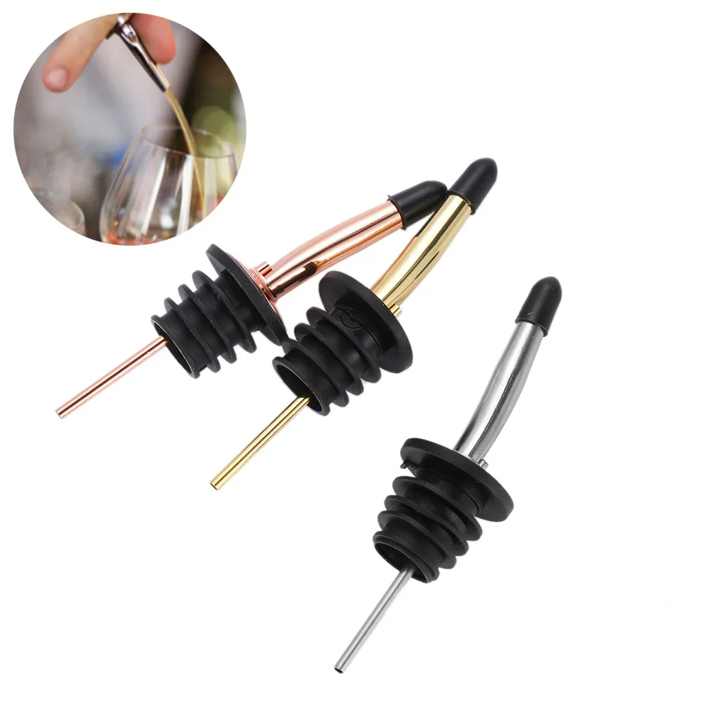 

3PCS/lot 11cmX3cm Stainless Steel Wine Pourer Dispenser Bottle Caps Liquor Spirit Free Flow Spout Stopper Kitchen Bar Tools