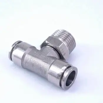 

Tube OD 12mm*1/2"BSP Pneumatic Male Tee Branch 304 Stainless Steel Connector Quick Fittings Anticorrosion Antioxidation
