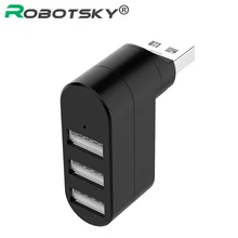 Портативный 3 Порты и разъёмы USB разветвитель Высокая Скорость USB 2,0 хаб 90 градусов USB Extender для рабочего Тетрадь ноутбука
