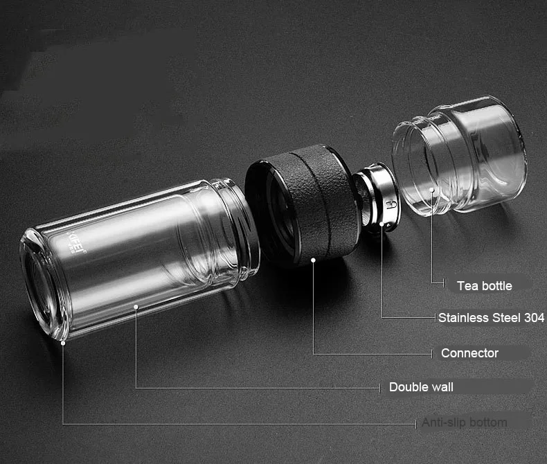 ZOOOBE двойная стена моя стеклянная бутылка для воды и чая разделительный настойник из нержавеющей стали фильтр питье для путешествий вода для бутылки человек подарок