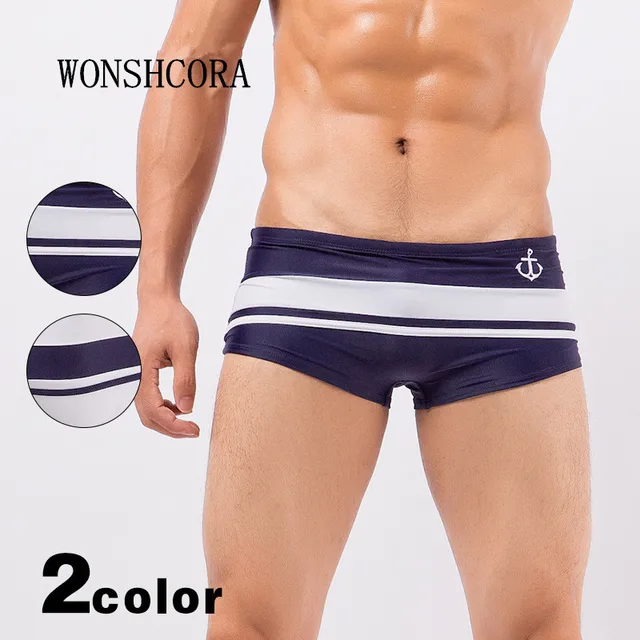 Special Price Plus Size Swimwear Men Swim Trunks Striped Mens Swimming Shorts Men's Swimsuit Zwembroek Heren Beachwear Bathing Suit Briefs