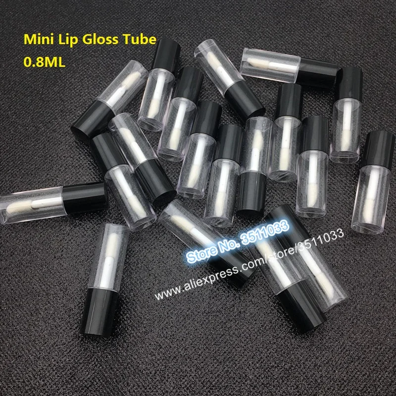 

0.8ML 100pcs White Cap Empty Mini Lip Gloss Tube, Small Liquid Lipstick Refillable Sample Bottle, Plastic Lipgloss Package