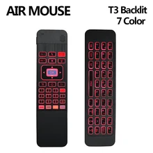 T3 6-Axis Gyro Air mouse 2,4G беспроводной 7 цветов с подсветкой умный пульт дистанционного управления с клавиатурой для Windows X96 H96 Pro Android tv Box