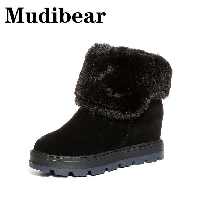 

Mudibear Warm Boots Women Brand Plush Mid Calf Winter Woman Shoes Platform Fashion Keep Warm Gray Black Ladies Boots For Female