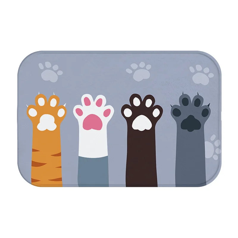

Cute Cat Hand Floor Mats Watercolor Cat Printed Bathroom Carpets Doormats Bedroom Mat Tea Table Bibulous Antiskid Tapete Rug