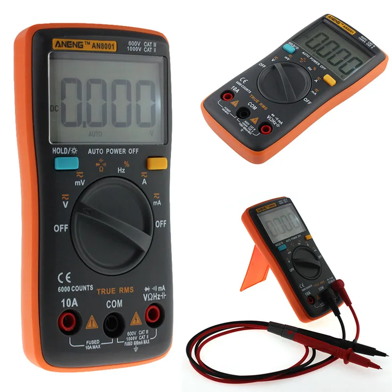 

AN8001 Digital Multimeter 6000 counts Backlight AC/DC Ammeter Voltmeter Ohm Portable Meter voltage meter