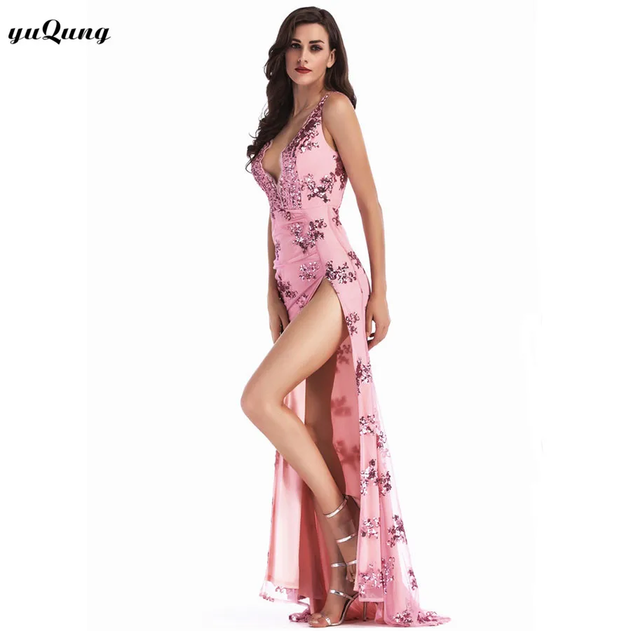 Yuqung вечернее Клубное платье Женское Платье Vestidos De Festa женские сексуальные платья Золотое расшитое блестками длинное вечернее Макси платье M74