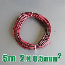 5M X 22AWG Solar panel Insulated Wire Black+Red, 5meters 2pin Copper Cable PV Wire