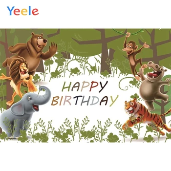 

Yeele Cartoon Forest Animals Baby Happy Birthday Party Photography Backdrop Children Zoo Photographic Background Photo Studio