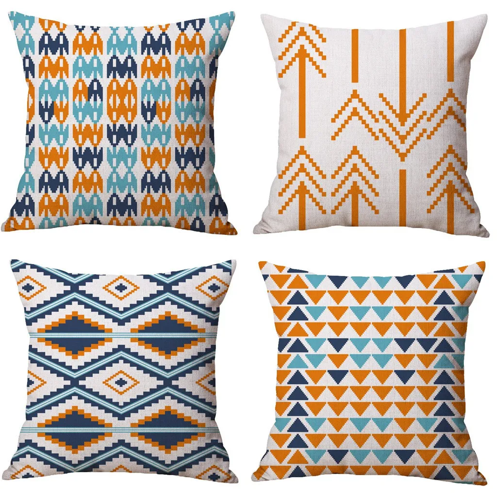 

Gacsidy Store dakimakura 4pcs Modern Simple Geometric Style Cotton Linen Burlap Square Throw Pillow Cover