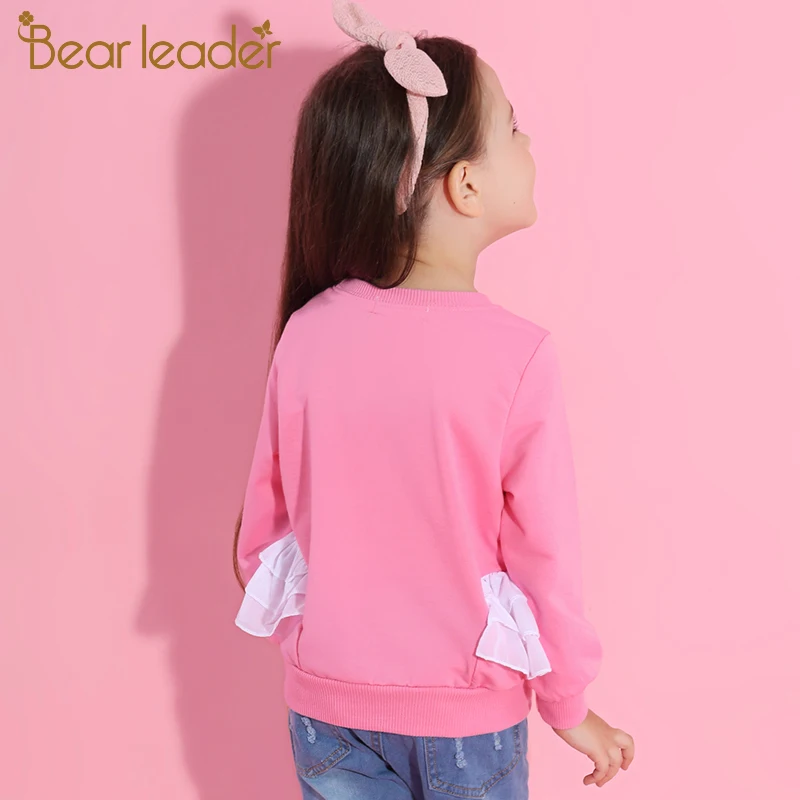 Bear Leader/платье для девочек Футболка осенний брендовый комплект одежды для маленьких девочек; Милая футболка с мультипликационным принтом «сердитые птицы», рубашки с кружевом для детей Костюмы блузка