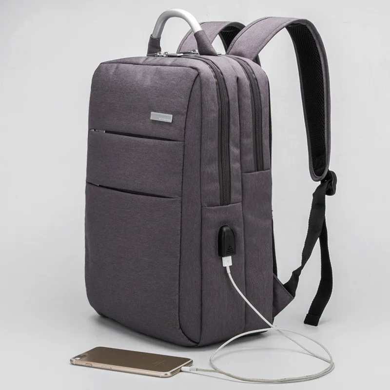 

USB Charge Knapsack Thin Capacity Laptop Backpack 15.6 College Schoolbags Business Affairs Travel Light Male Mochila Escolar