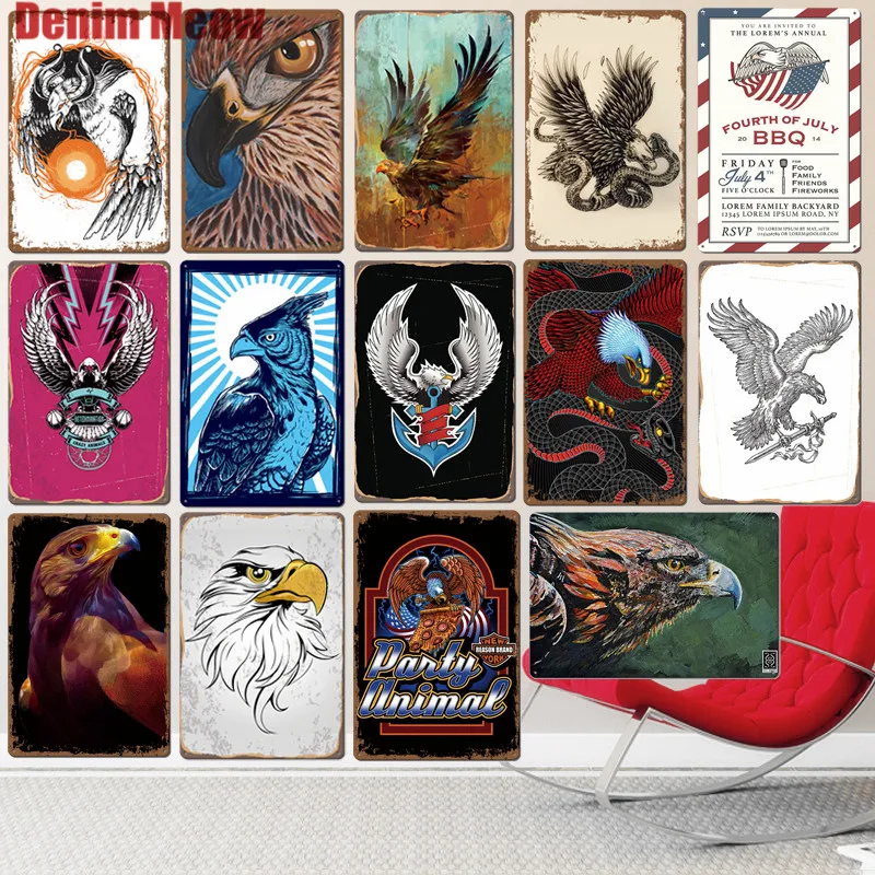 

Eagle Spirit Vintage Metal Tin Signs Bar Pub Decorative Plates American Wall Sticker Crazy Animal Iron Art Poster Home Decor
