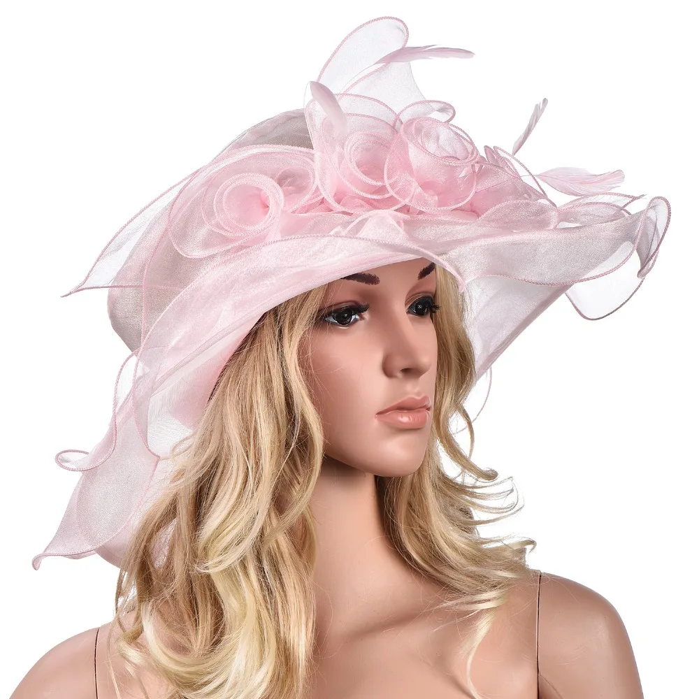 Lawliet Ladies Kentucky Derby Wide Brim Wedding Straw Summer Beach for Womens