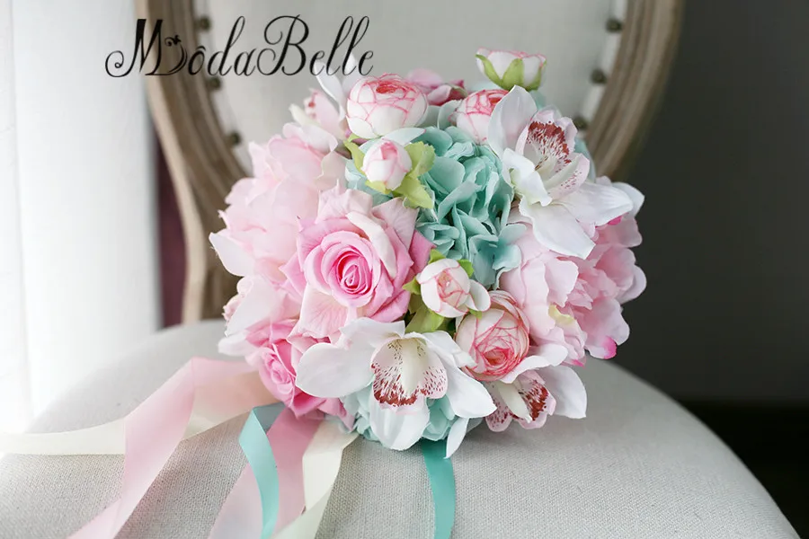 Modabelle розовый букет невесты mariage de fleurs 2017 искусственный чайной розы пион