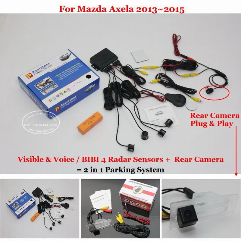

Liislee Car Parking Sensors + Rear View Camera = 2 in 1 Visual / BIBI Alarm Parking System For Mazda Axela Sedan 2013~2015