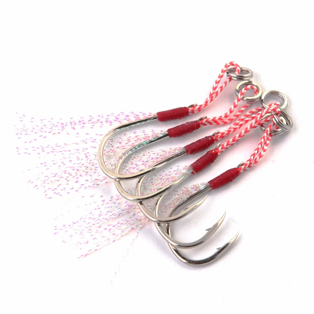 10pcs Gamakatsu fishing hook assist hooks Stainless steel jigging boat jig fish feather rope metal overweight accessory strong